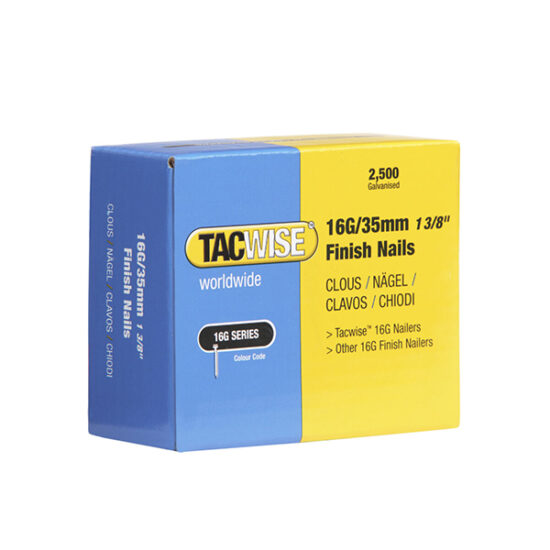 Tacwise Type 16G/35mm Galvanised Finish Nails, Pack of 2500